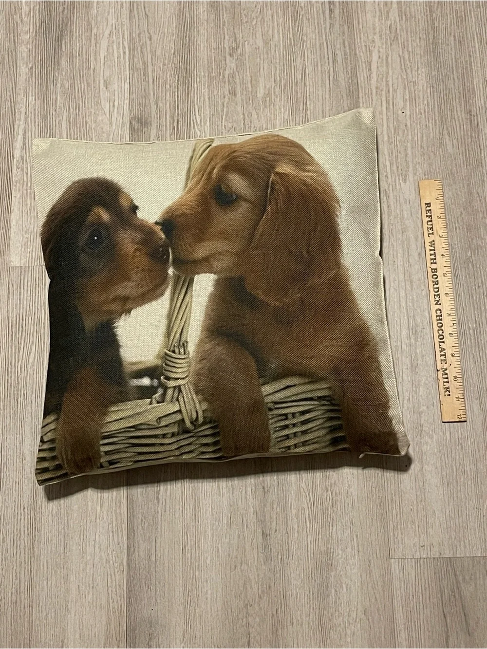 Cute Brown Puppy Accent Pillow Cover - Soft Neutral Decor